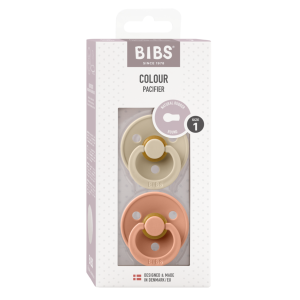 BIBS COLOUR Round залъгалка каучук Vanilla/Peach 0-6 месеца, 2бр.