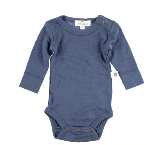 Lille Barn Боди с дълъг ръкав от мериносова вълна, Vintage Indigo