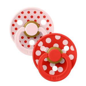BIBS COLOUR POLKA DOTS залъгалка каучук Blossom/Candy Apple 0-6 месеца 2 бр.