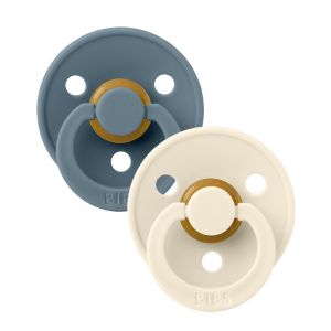 BIBS COLOUR залъгалка каучук Ivory/Petrol 0-6 месеца